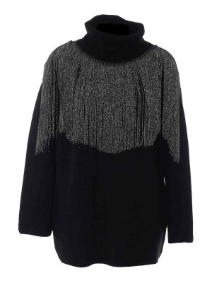Pinko: Suéteres con cuello pico - Suéter Cuello Redondo - Negro