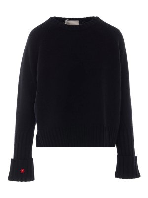 TORY BURCH: Strickpullover mit Rundhalsausschnitt - Rundhalspullover - Schwarz