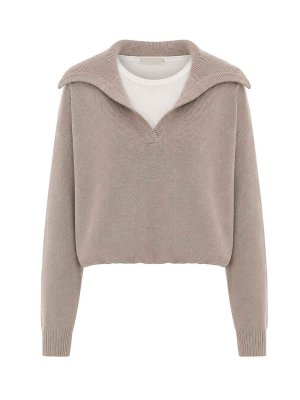 ELEH: Strickpullover mit Rundhalsausschnitt - Rundhalspullover - Beige