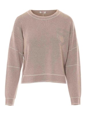 Liu Jo: Strickpullover mit Rundhalsausschnitt - Rundhalspullover - Beige