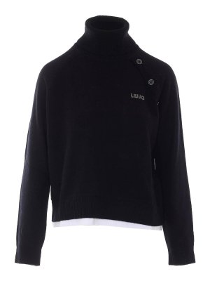 Liu Jo: Strickpullover mit Rundhalsausschnitt - Rundhalspullover - Schwarz