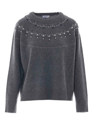 Liu Jo: Strickpullover mit Rundhalsausschnitt - Rundhalspullover - Grau