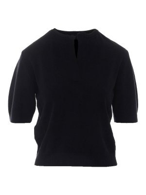 Pinko: Strickpullover mit V-Ausschnitt - V-Pullover - Schwarz