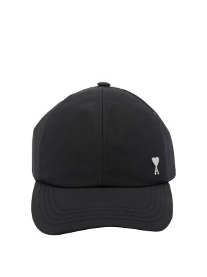 AMI PARIS: hats & caps - Black Nylon And Cotton Cap