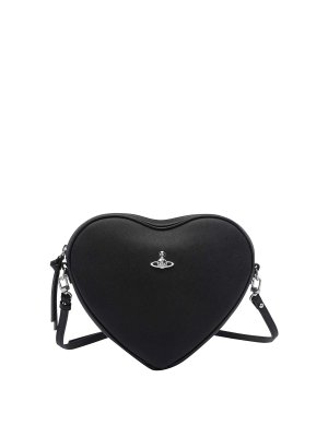 VIVIENNE WESTWOOD: cross body bags - Black Alexa Heart Crossbody Bag