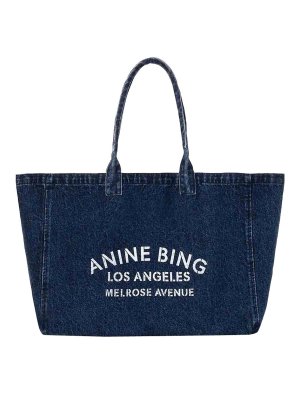 ANINE BING: shopper - Borsa tote in denim Leo
