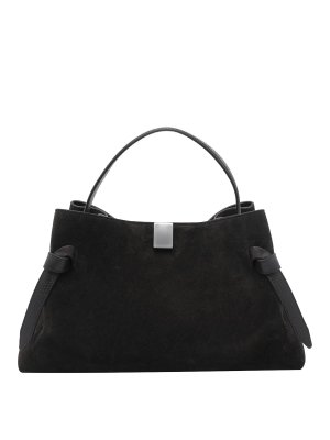 YUZEFI: totes bags - Suede Gyoza Handbag