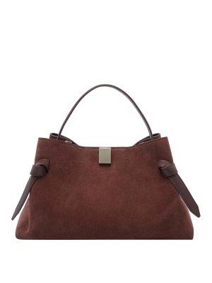 YUZEFI: totes bags - Suede Gyoza Handbag