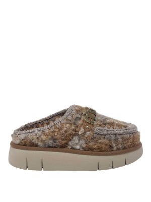 MOU: mules shoes - Multicolor Letter Logo Bounce Check Mules