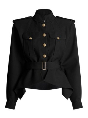Balmain: giacche blazer - Giacca di lana con cintura
