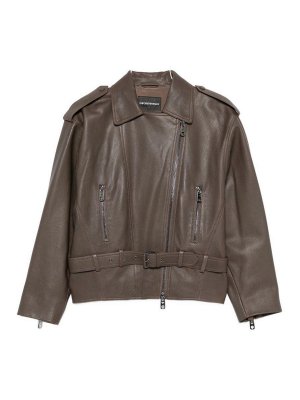 EMPORIO ARMANI: レザージャケット - レザージャケット - ブラウン