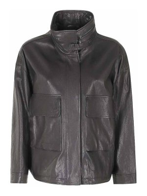 EMPORIO ARMANI: padded jackets - Leather Blouson Jacket