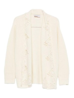 ERMANNO FIRENZE: cardigans - Lace-Trim Cotton Cardigan
