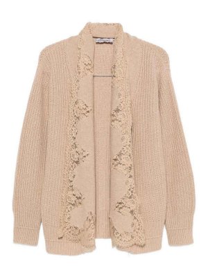 ERMANNO FIRENZE: cardigans - Lace-Trim Cotton Cardigan