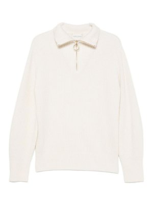 FORTE FORTE: Strickpullover mit Rundhalsausschnitt - Rundhalspullover - Weiß