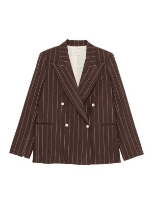 ALYSI: blazers - Wool Striped Double-Breasted Jacket