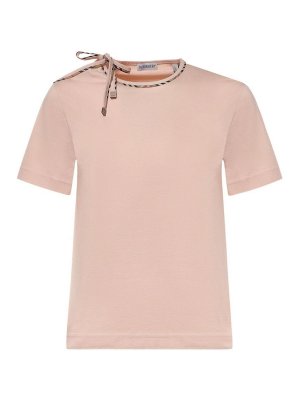 BURBERRY: t-shirts - Check Bow Cotton T-Shirt