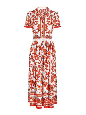 DOLCE & GABBANA: maxi dresses - Maiolica Print Silk Maxi Dress