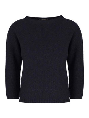 FABIANA FILIPPI: Strickpullover mit Rundhalsausschnitt - Rundhalspullover - Dunkelblau