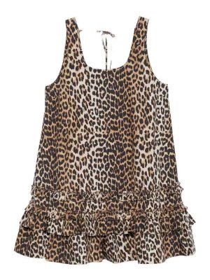 GANNI: Vestidos cortos - Vestido Corto - Estampado Animalier