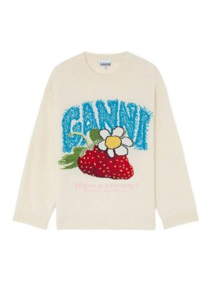 GANNI: Pull col rond - Pull Col Rond - Blanc