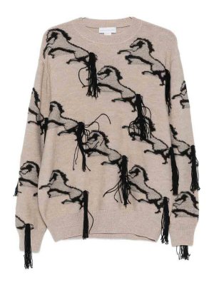 STELLA McCARTNEY: crew necks - Embroidered Horse Wool Jumper