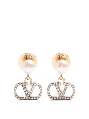 VALENTINO GARAVANI: Orecchini - Orecchini con strass e perle firmati Vlogo