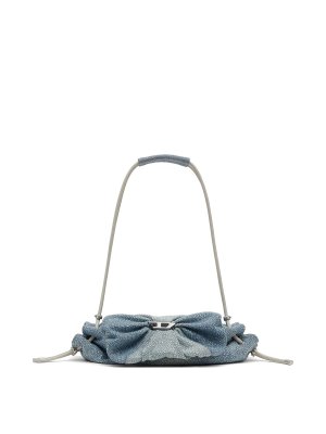 DIESEL: borse a spalla - Borsa a tracolla in denim arricciato