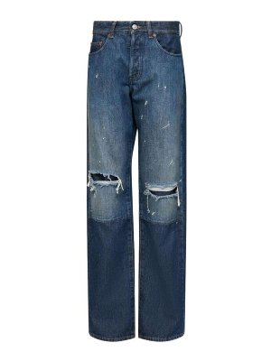 MM6 MAISON MARGIELA: Straight Leg Jeans - Straight Leg Jeans - Dunkelblau