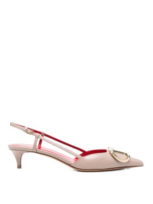 VALENTINO GARAVANI: scarpe décolleté - Décolleté in pelle con logo Vlogo
