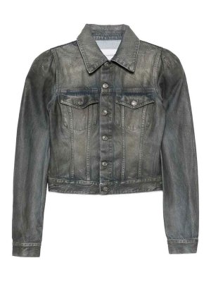 7 FOR ALL MANKIND: camicie - Giacca di jeans corta con maniche a sbuffo