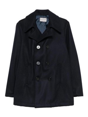 CHESPEAKE: knee length coats - Blue Double-Breasted Peacoat Coat