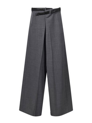 DARKPARK: casual trousers - Gaia Grey Wool-Blend Wide-Leg Trousers
