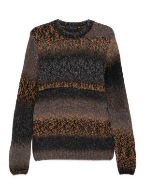 DONDUP: crew necks - Brown Wool And Cashmere-Blend Sweater