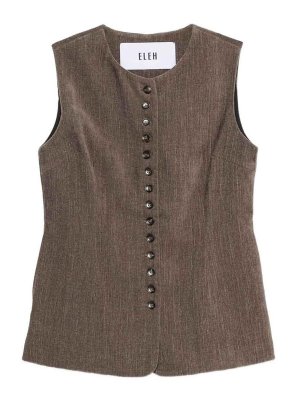 ELEH: maglieria gilet - Gilet marrone con bottoni sul davanti