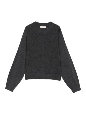 ELEH: maglia collo rotondo - Maglione corto in pura lana grigio scuro