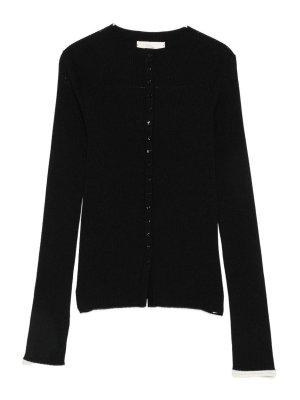 ELEH: cardigan - Cardigan nero lavorato a maglia