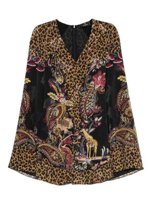 ETRO: abiti corti - Abito corto fantasia con scollo a V