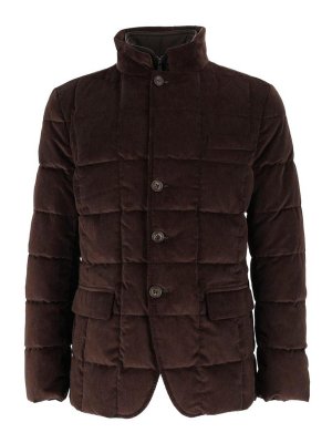 FAY: short coats - Brown Quilted Short Coat With High Collar