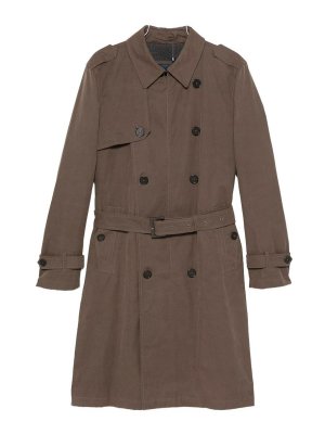 HERNO: trench coats - Dark Hazelnut Double-Breasted Trench Coat