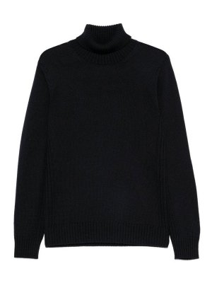 Kangra Cashmere: crew necks - Black Virgin Wool Turtleneck Sweater