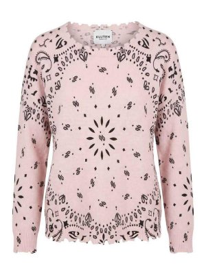 KUJTEN: maglia collo rotondo - Mela Bandana Maglione rosa in puro cashmere