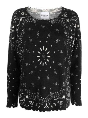 KUJTEN: crew necks - Black Mela Bandana Pure Cashmere Sweater