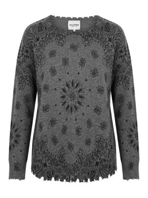 KUJTEN: Strickpullover mit Rundhalsausschnitt - Rundhalspullover - Grau