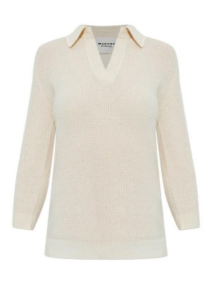 Isabel Marant Etoile: polo shirts - Ivory Nathalie Alpaca-Blend Polo Sweater