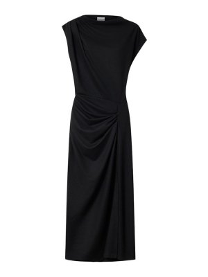 Isabel Marant Etoile: maxi dresses - Black Draped Flannel-Jersey Long Dress