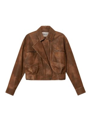 Isabel Marant Etoile: leather jacket - Brown Faux-Suede Biker Jacket