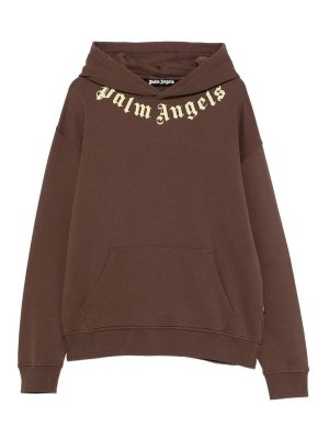 Palm Angels: Sweatshirts & Sweaters - Brown Cotton Hoodie