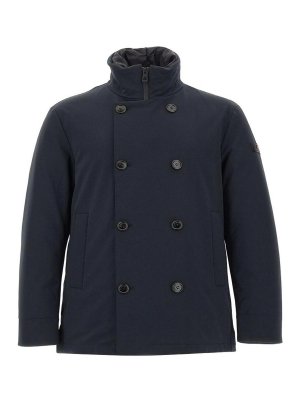 PEUTEREY: padded jackets - Blue Double-Breasted Militao Puffer Jacket