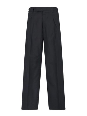PT TORINO: casual trousers - Black Cotton-Wool Blend Smart-Casual Trousers